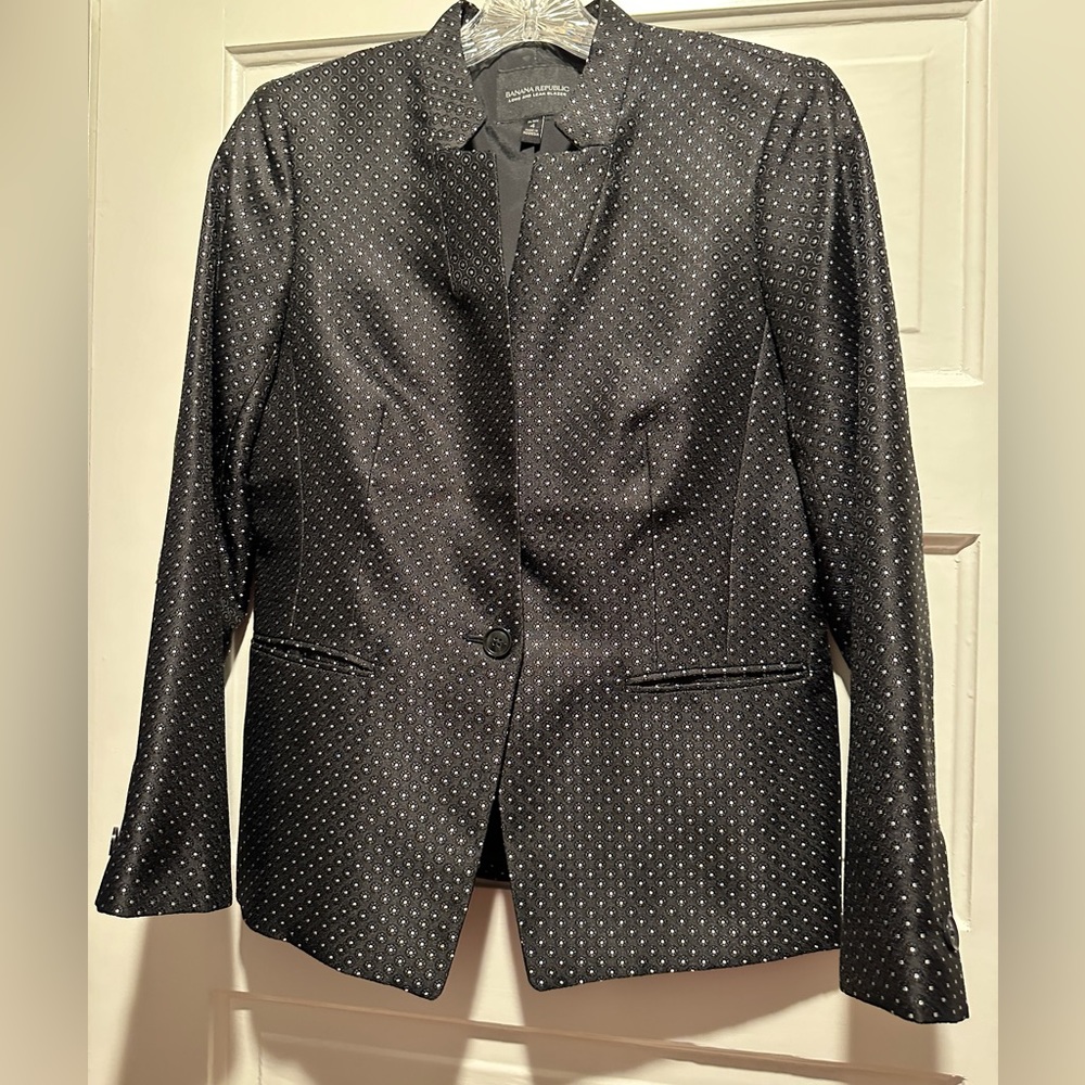 Banana Republic stand up collar blazer black with silver dots size 4